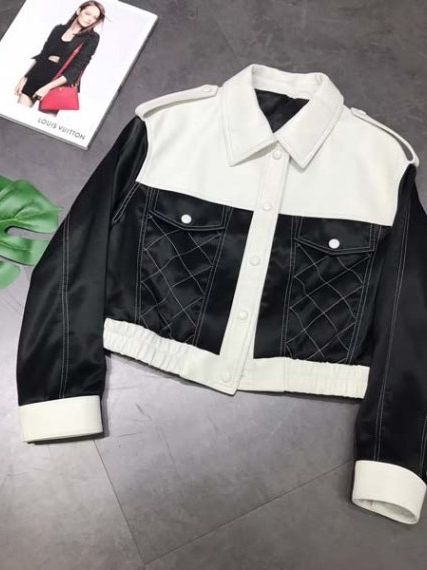 Куртка-бомбер Louis Vuitton с атласными вставками, чёрно-белая