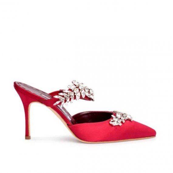 Мюли Manolo Blahnik Lurum из сатина, коралловые