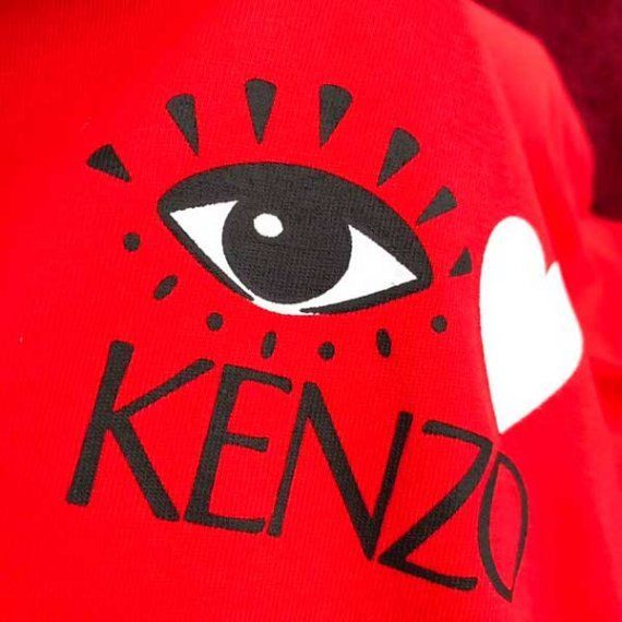 Футболка Kenzo I love с логотипом, красная