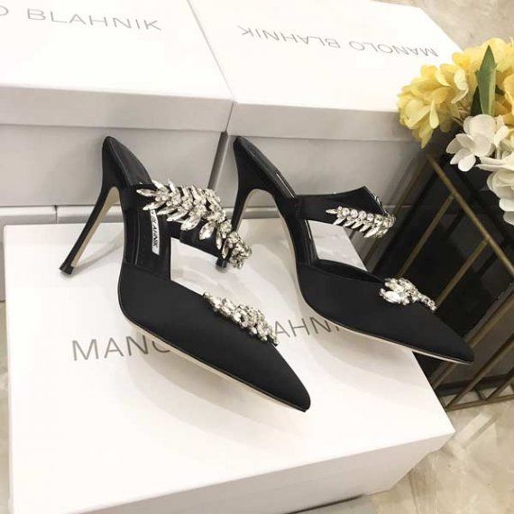 Мюли Manolo Blahnik Lurum из сатина, черные