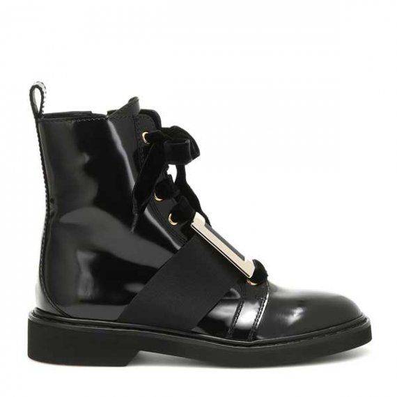 Лакированные ботинки Roger Vivier на шнуровке, с пряжкой