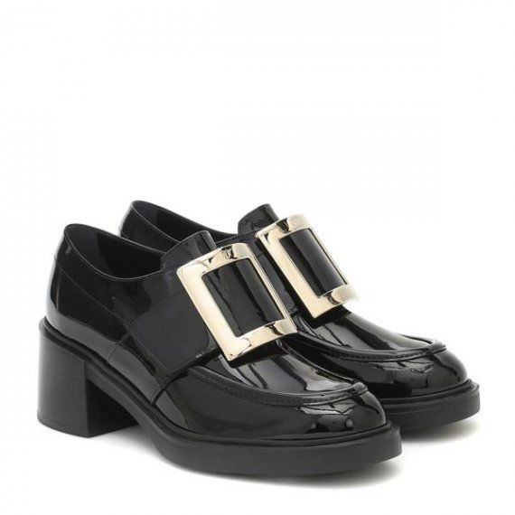 Лаковые лоферы Roger Vivier на каблуке, черные