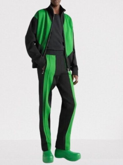 Спортивный костюм Боттега Венета с фирменными зелеными вставками