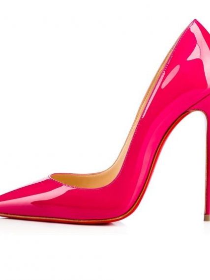 Неоново-розовые туфли Christian Louboutin на высоком каблуке
