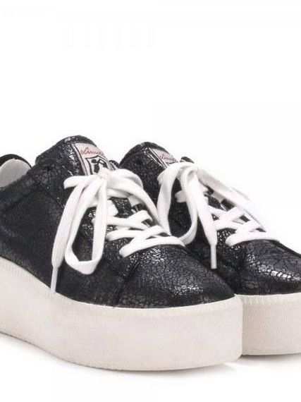 Ash CULT Trainers Black Crackle Leather
