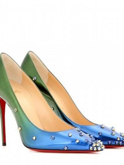 CHRISTIAN LOUBOUTIN Degraspike embellished patent leather pumps NEW 2015